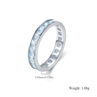 Square Blue Cubic Zirconia 925 Sterling Silver Ring