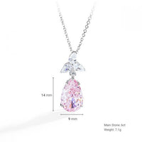 Teardrop Cubic Zirconia Pendant Necklace with 925 Sterling Silver Chain