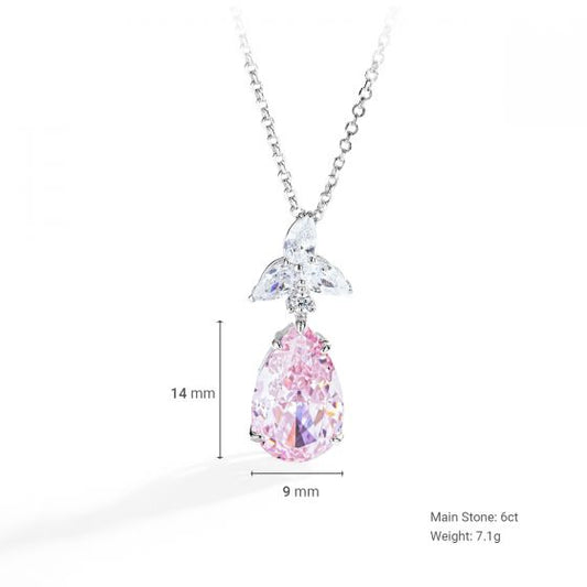 Teardrop Cubic Zirconia Pendant Necklace with 925 Sterling Silver Chain