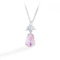 Teardrop Cubic Zirconia Pendant Necklace with 925 Sterling Silver Chain