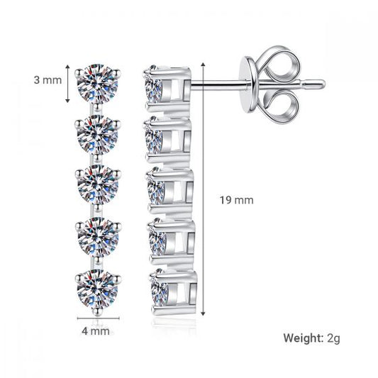 Long Tassel Moissanite Stud Earrings