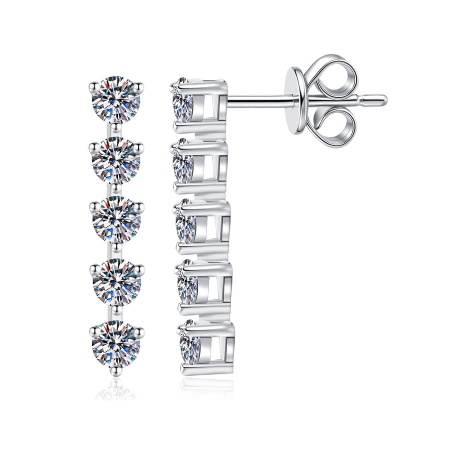 Long Tassel Moissanite Stud Earrings