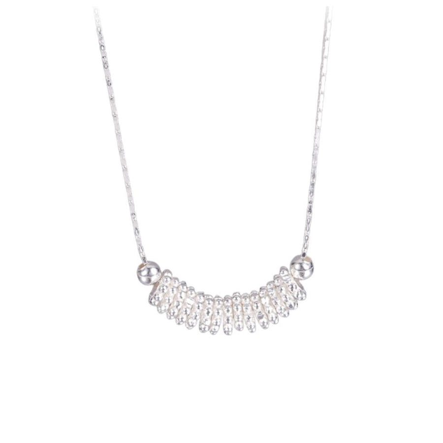 Geometric Beaded 925 Sterling Silver Bamboo Chain Necklace
