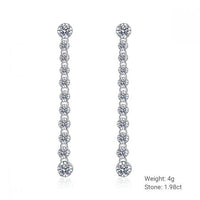 Long Tassel Moissanite Drop Earrings in 925 Sterling Silver