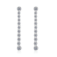 Long Tassel Moissanite Drop Earrings in 925 Sterling Silver