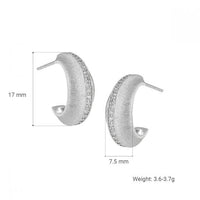 Matte Geometric Hoop Earrings in 925 Sterling Silver with Cubic Zirconia