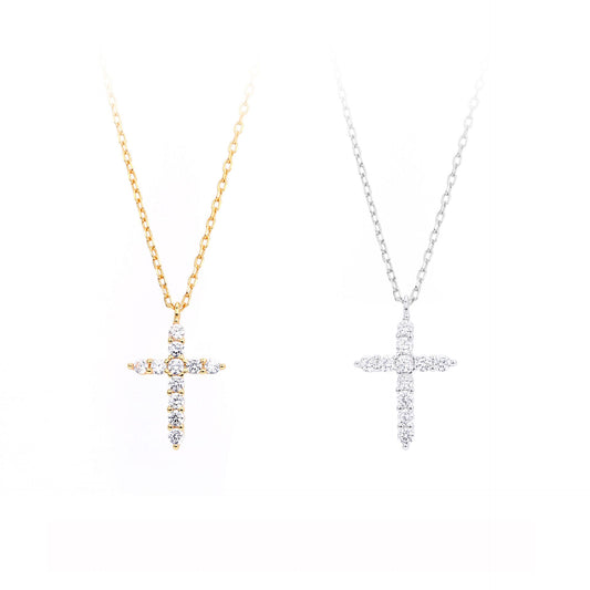 Cubic Zirconia Cross Pendant Necklace in 925 Sterling Silver
