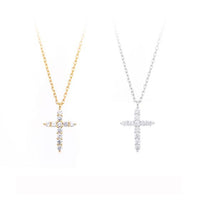 Cubic Zirconia Cross Pendant Necklace in 925 Sterling Silver