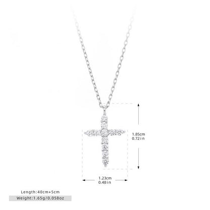 Cubic Zirconia Cross Pendant Necklace in 925 Sterling Silver