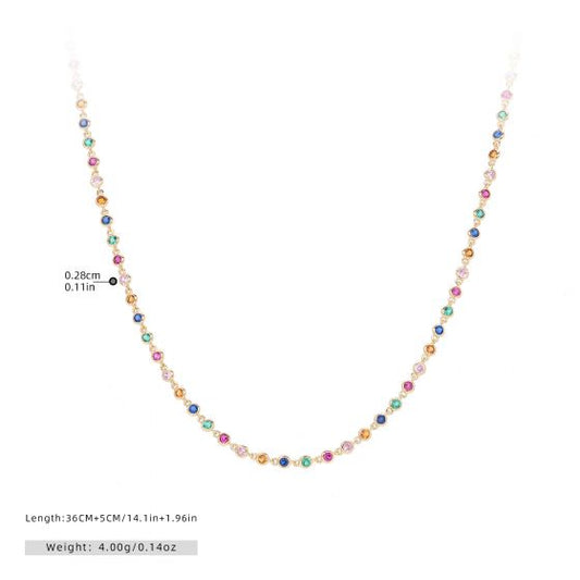 Multi-Color Cubic Zirconia Geometric 925 Sterling Silver Necklace
