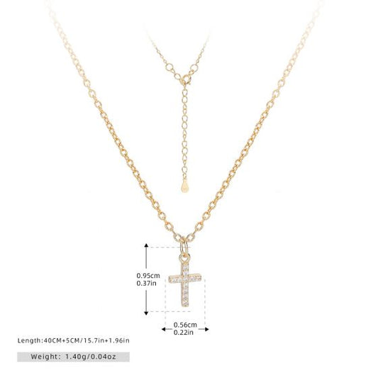 925 Sterling Silver Cubic Zirconia Cross Necklace