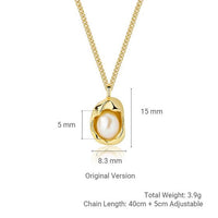 Geometric Shell Pearl Pendant Necklace in 925 Sterling Silver