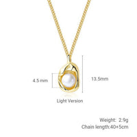 Geometric Shell Pearl Pendant Necklace in 925 Sterling Silver