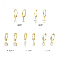 Geometric Water Drop Cubic Zirconia Hoop Earrings in 925 Sterling Silver