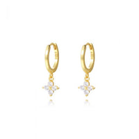 Geometric Water Drop Cubic Zirconia Hoop Earrings in 925 Sterling Silver