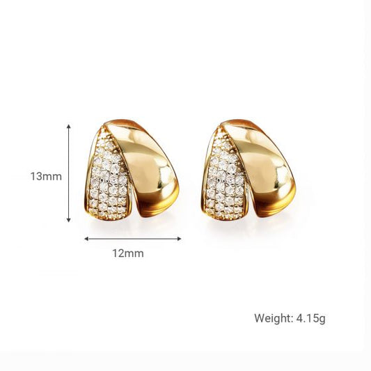 Geometric Cubic Zirconia 925 Sterling Silver Earrings with Cloisonne Enamel