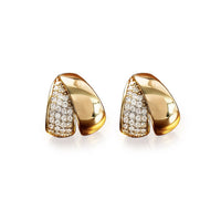 Geometric Cubic Zirconia 925 Sterling Silver Earrings with Cloisonne Enamel