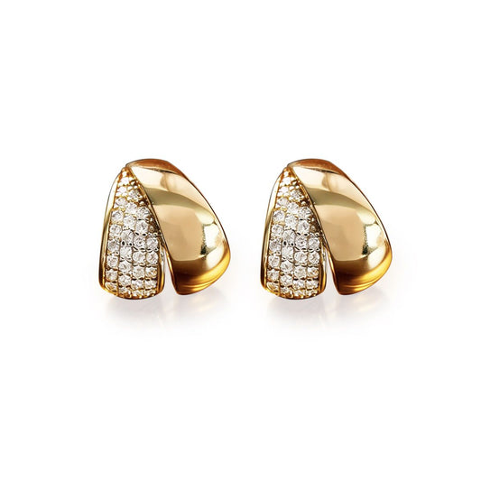 Geometric Cubic Zirconia 925 Sterling Silver Earrings with Cloisonne Enamel