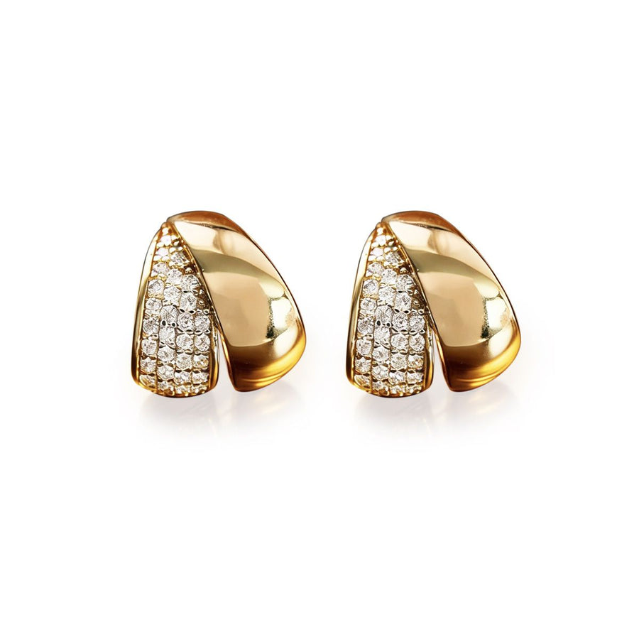 Geometric Cubic Zirconia 925 Sterling Silver Earrings with Cloisonne Enamel