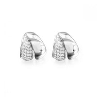 Geometric Cubic Zirconia 925 Sterling Silver Earrings with Cloisonne Enamel