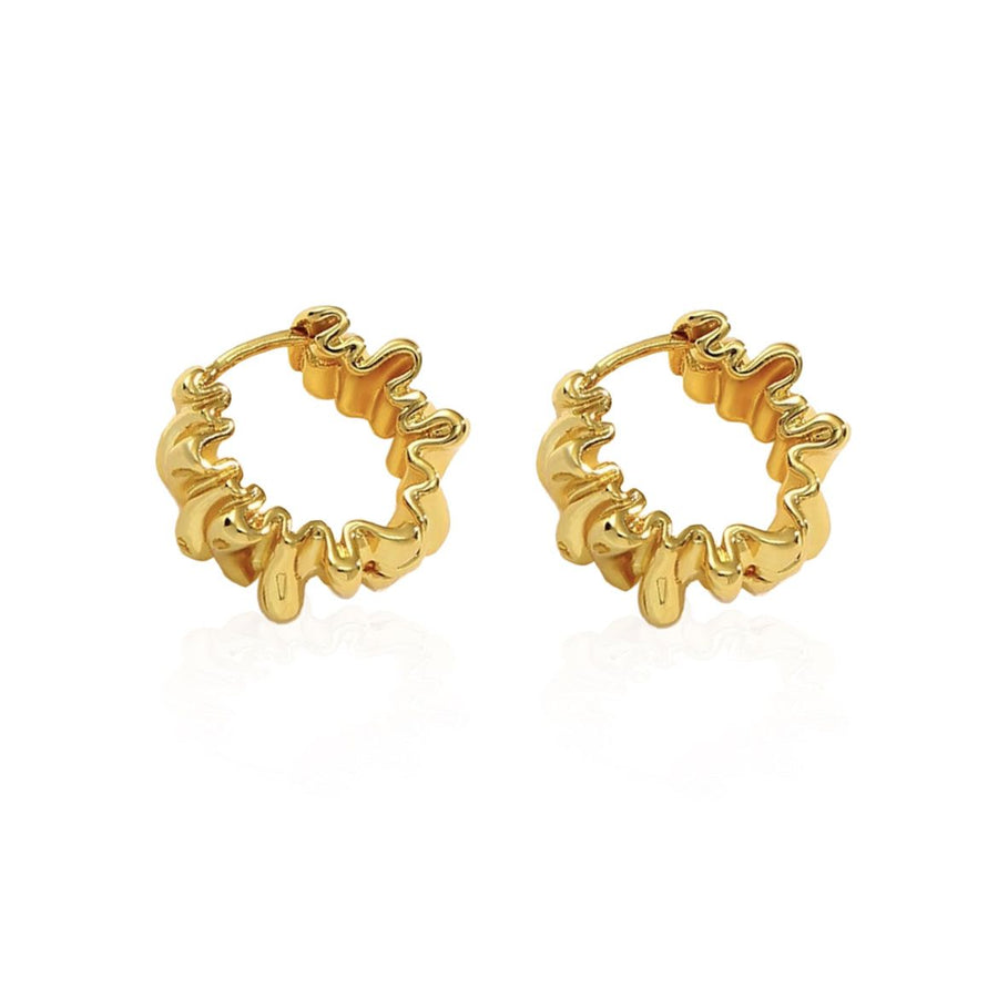 Geometric Wrinkle 18K Gold Plated 925 Sterling Silver Hoop Earrings