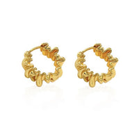 Geometric Wrinkle 18K Gold Plated 925 Sterling Silver Hoop Earrings