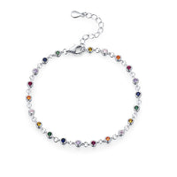 Rainbow Crystal Bubble Adjustable Bracelet in 925 Sterling Silver