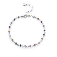 Rainbow Crystal Bubble Adjustable Bracelet in 925 Sterling Silver