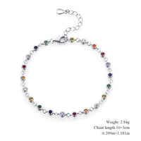 Rainbow Crystal Bubble Adjustable Bracelet in 925 Sterling Silver