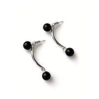 S925 Sterling Silver Geometric Agate Ball Dangle Earrings