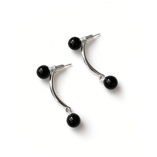 S925 Sterling Silver Geometric Agate Ball Dangle Earrings