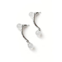 S925 Sterling Silver Geometric Agate Ball Dangle Earrings
