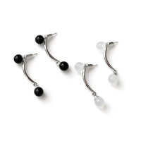 S925 Sterling Silver Geometric Agate Ball Dangle Earrings