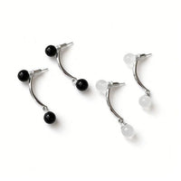S925 Sterling Silver Geometric Agate Ball Dangle Earrings