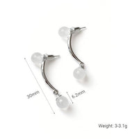 S925 Sterling Silver Geometric Agate Ball Dangle Earrings