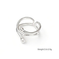 Double Layer Pearl Geometric Ring 925 Sterling Silver