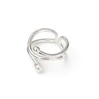 Double Layer Pearl Geometric Ring 925 Sterling Silver