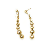 Graduated Round Bead Drop Earrings, 925 Sterling Silver