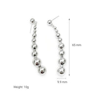 Graduated Round Bead Drop Earrings, 925 Sterling Silver