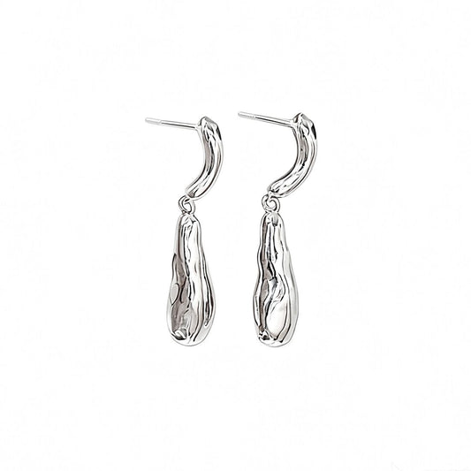 925 Sterling Silver Irregular Water Drop Dangle Earrings