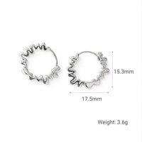 Geometric Textured Wave Sterling Silver Hoop Earrings