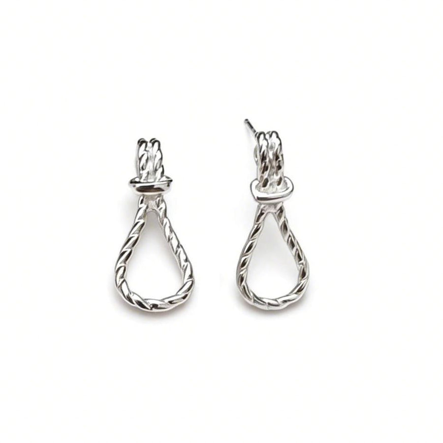 Geometric Knot Rope Drop Earrings in 925 Sterling Silver