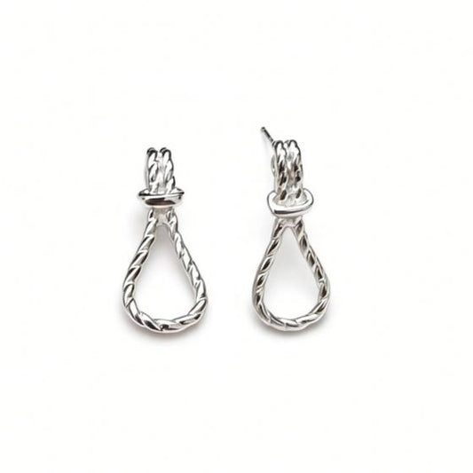 Geometric Knot Rope Drop Earrings in 925 Sterling Silver
