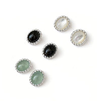 Oval Geometric Sterling Silver Stud Earrings