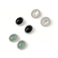 Oval Geometric Sterling Silver Stud Earrings