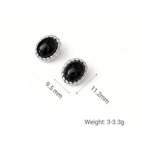 Oval Geometric Sterling Silver Stud Earrings