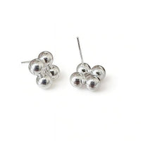 Geometric Round Bead Cluster 925 Sterling Silver Stud Earrings
