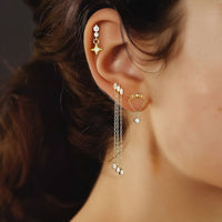 Golden Star Waterdrop Tassel Earrings in 925 Sterling Silver