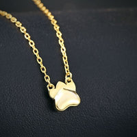 18K Yellow Gold Cat Pendant with Red Paw 925 Sterling Silver Necklace