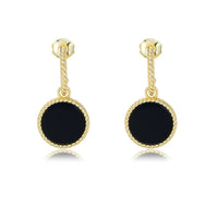 Sterling Silver Natural Black Agate Dangle Earrings